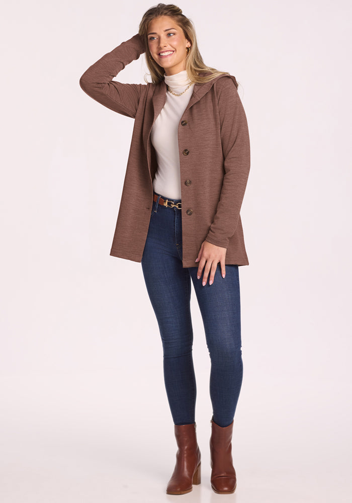Edna Hooded Cardigan - Sable Heather