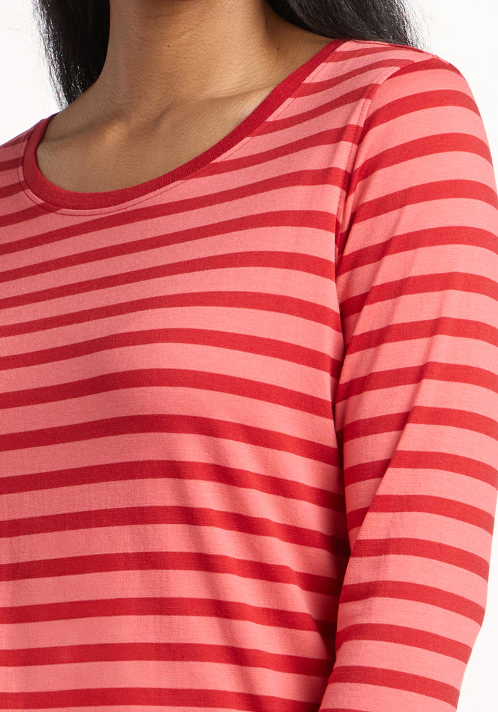 Jenny 3/4 Sleeve Crew Neck - Wildberry Stripe