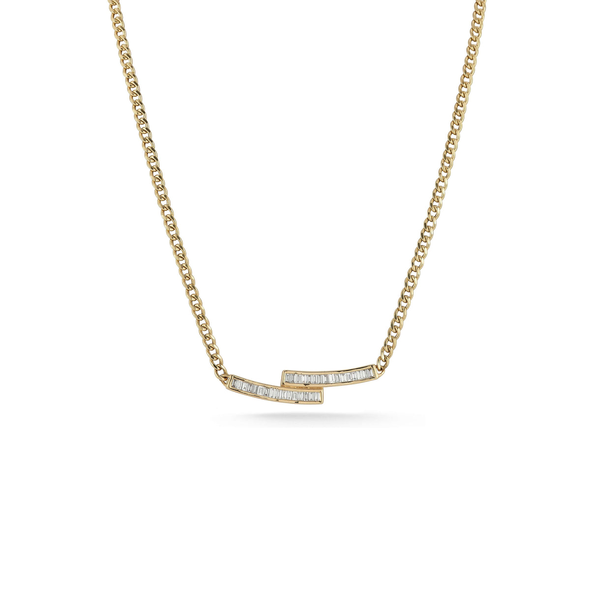 Sadie Pearl Bypass Cuban Chain Bar Necklace