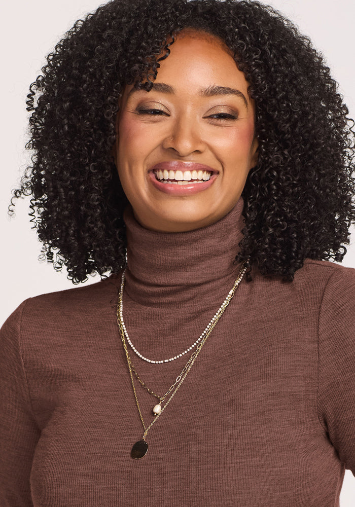 Sage Ribbed Turtleneck - Sable Heather