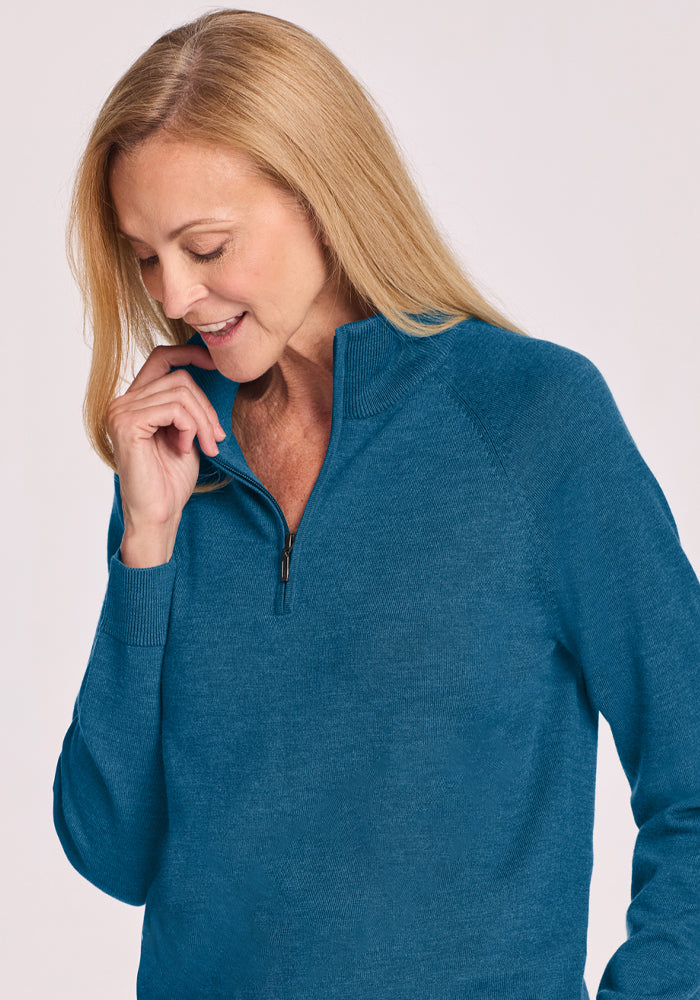 Collins 1/4 Zip Sweater - Blue Pine