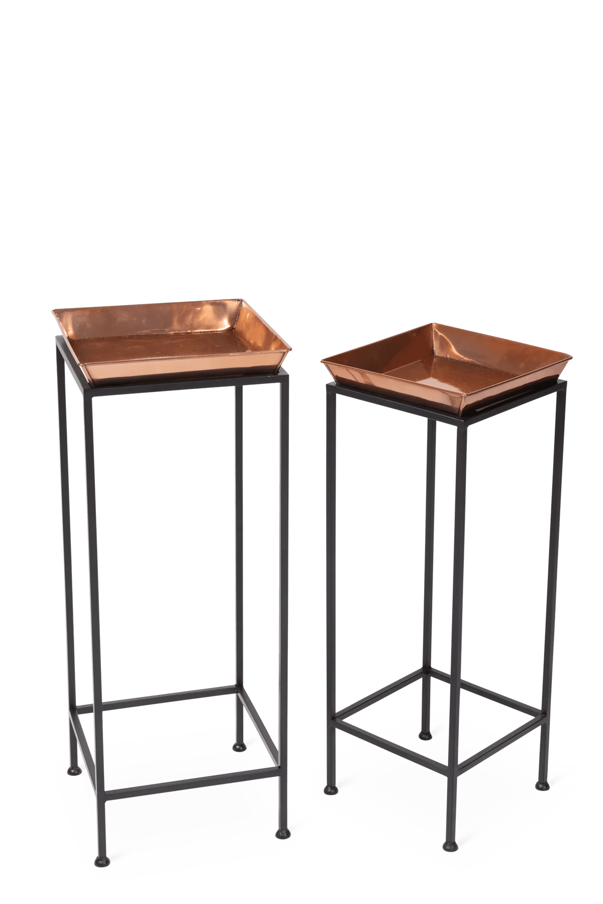 Square Nesting Plant Stands with Trays, Set of 2