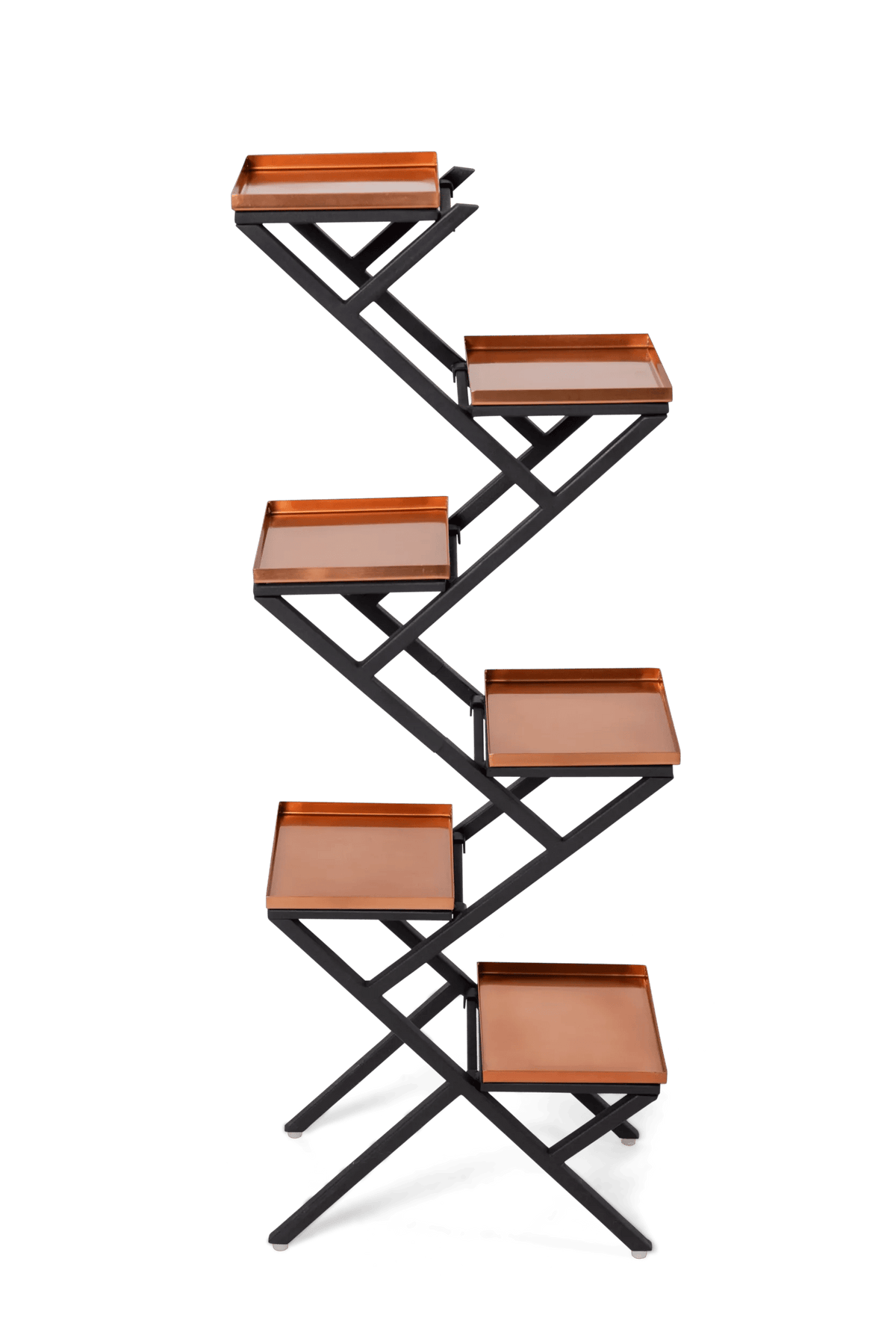 Crisscross Cascading Plant Stand with Copper Trays