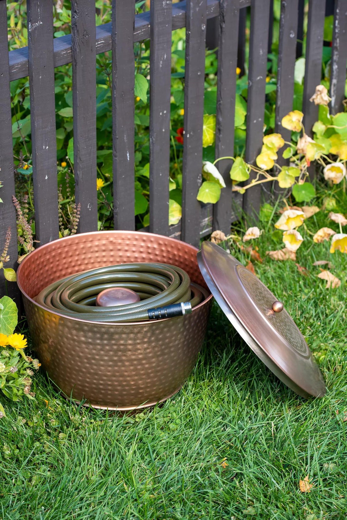 Hammered Copper Hose Pot with Lid