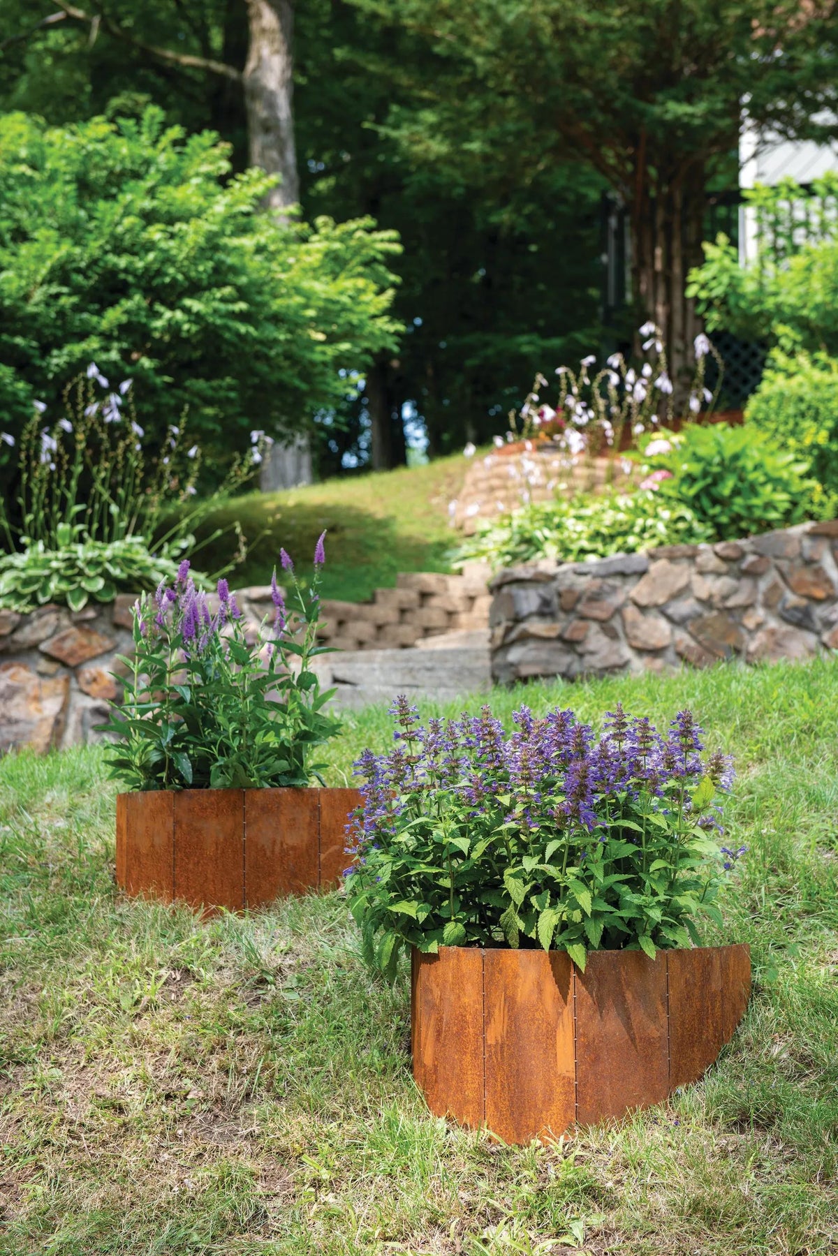 Corten Steel Hillside Planter, Set of 2