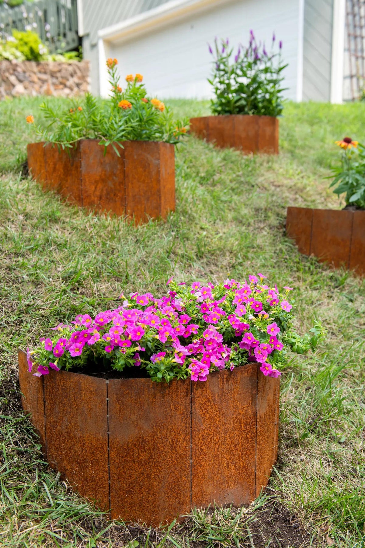 Corten Steel Hillside Planter, Set of 2