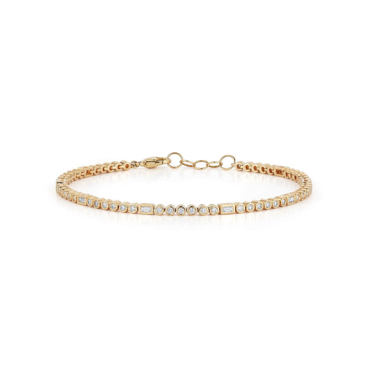 DRD Baguette and Round Bezel-Set Tennis Bracelet