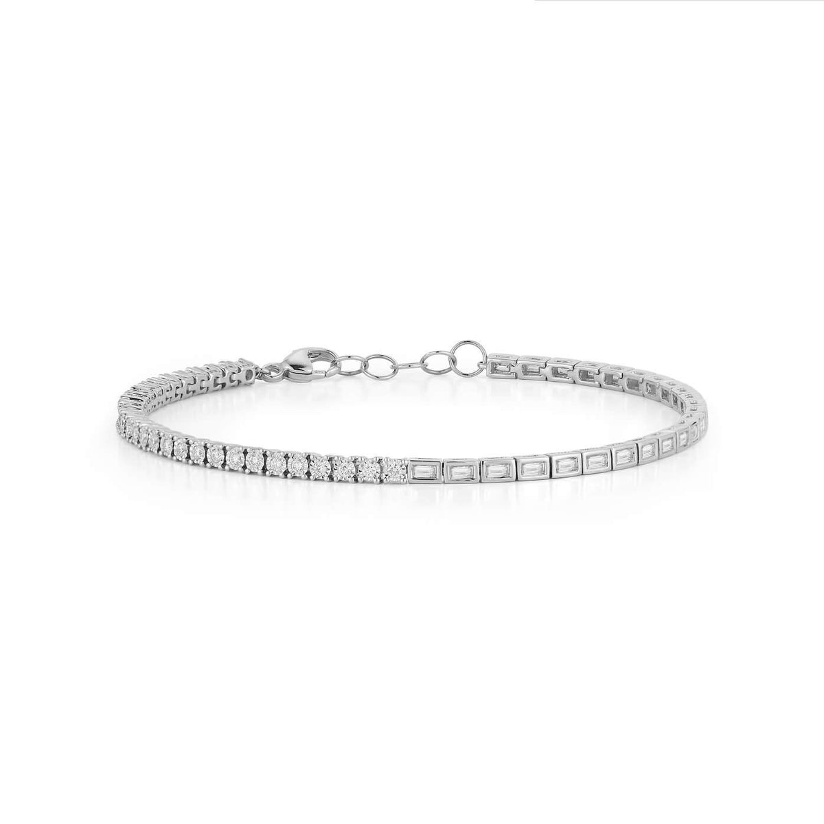 DRD Split Round and Baguette Bezel Tennis Bracelet