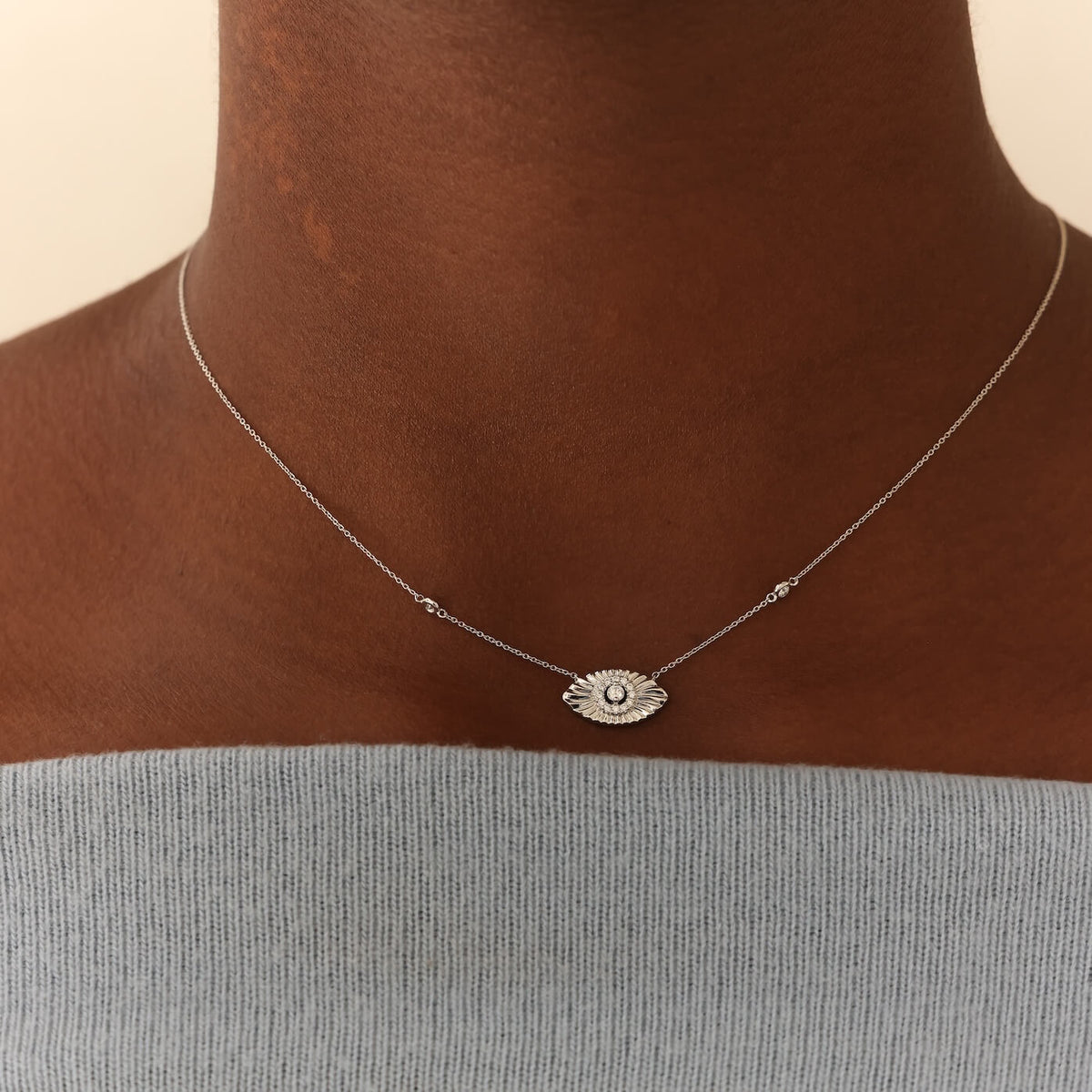 Teddi Paige Bezel Evil Eye Necklace