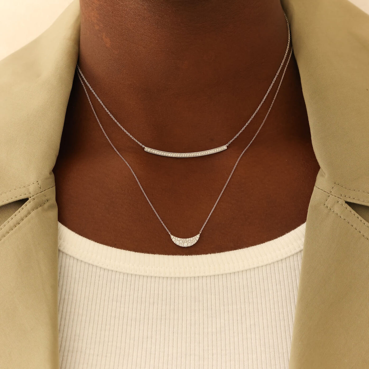 DRD Crescent Diamond Bar Necklace