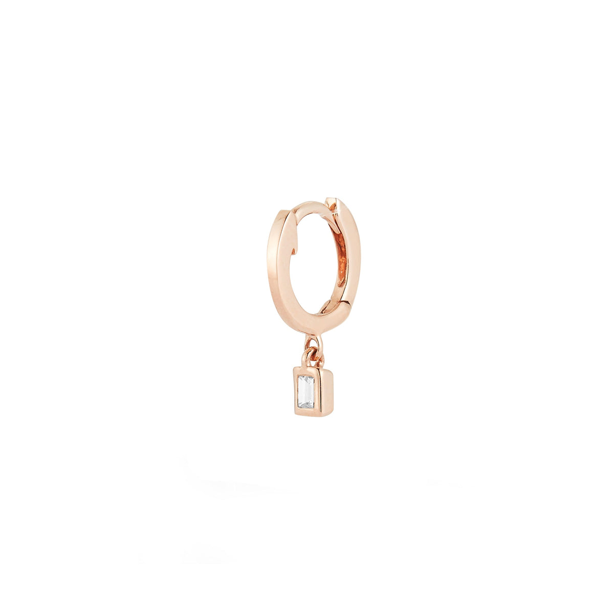 Sadie Pearl Baguette Bezel Drop Single Mini Huggie