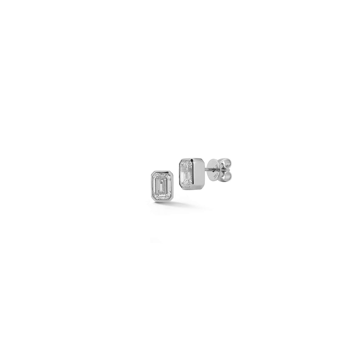 DRD Emerald Cut Bezel Set Diamond Studs 1.00 Ct. Total Weight