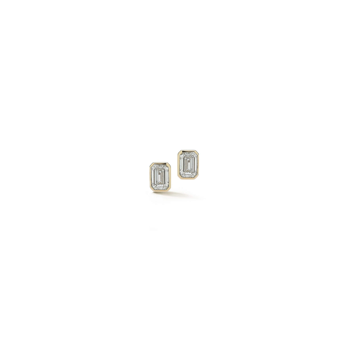 DRD Emerald Cut Bezel Set Diamond Studs 1.00 Ct. Total Weight