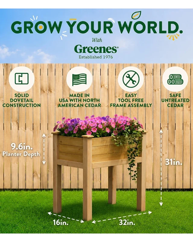 Elevated Cedar Garden Bed, 32" x 16" x 31"