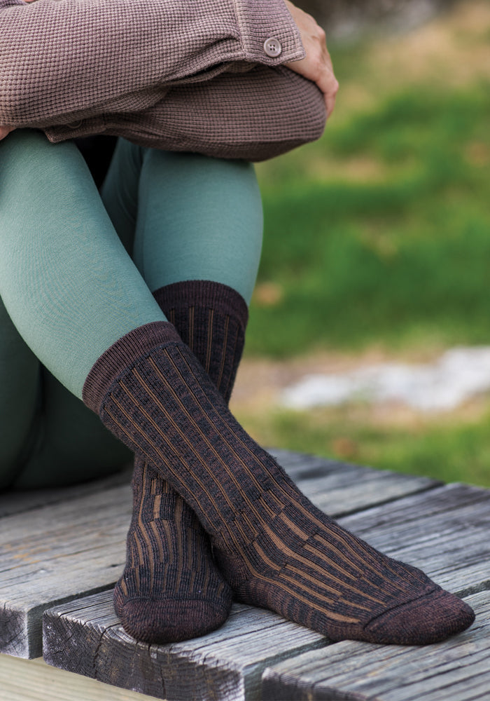 Womens Joey Mid Calf Socks - Dark Espresso