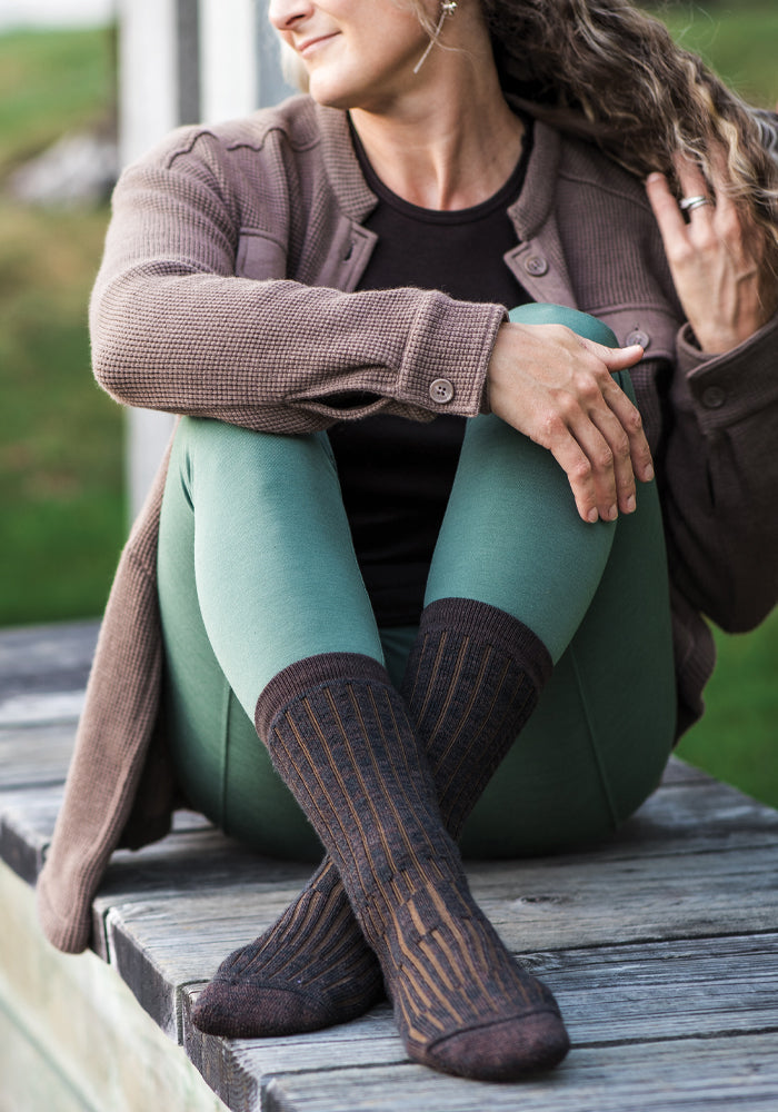 Womens Joey Mid Calf Socks - Dark Espresso