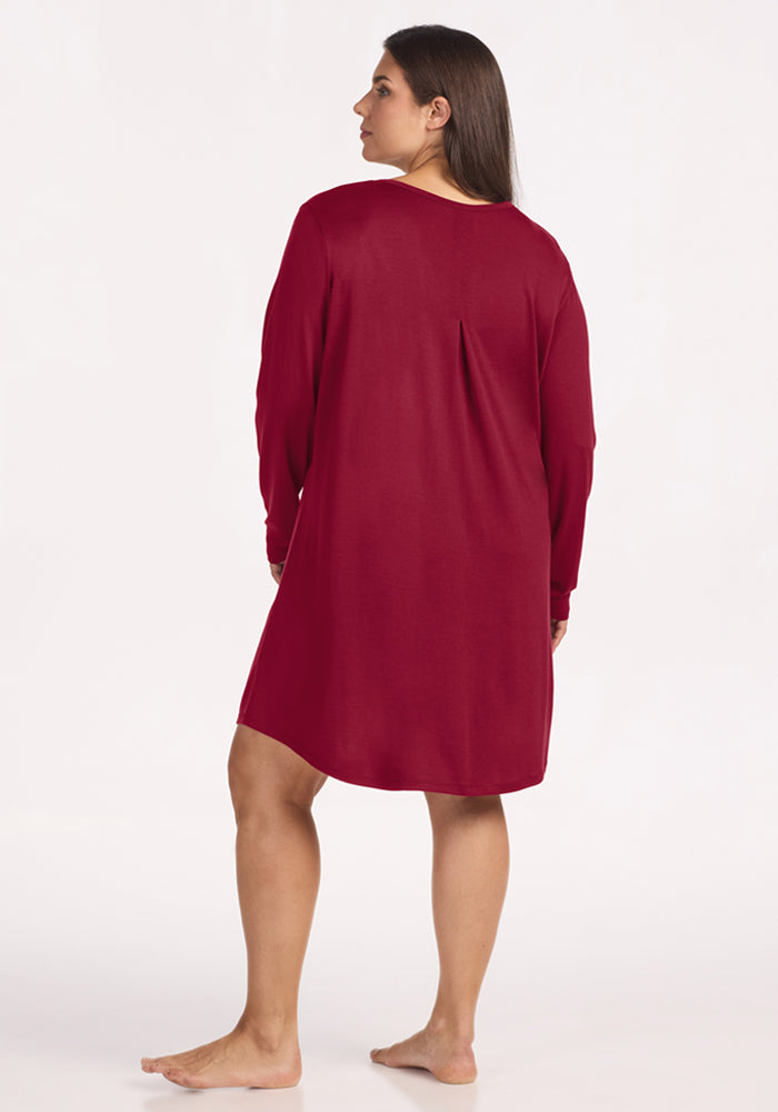 Lucille Long Sleeve Nightgown - Beet Red