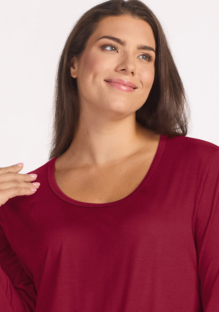 Lucille Long Sleeve Nightgown - Beet Red