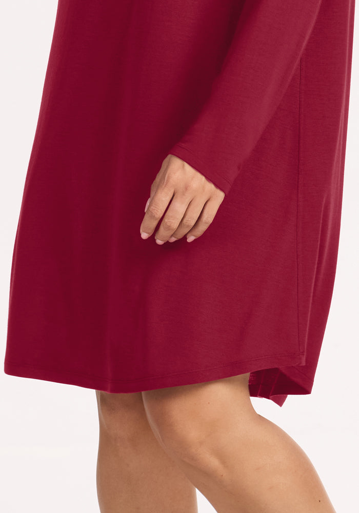Lucille Long Sleeve Nightgown - Beet Red