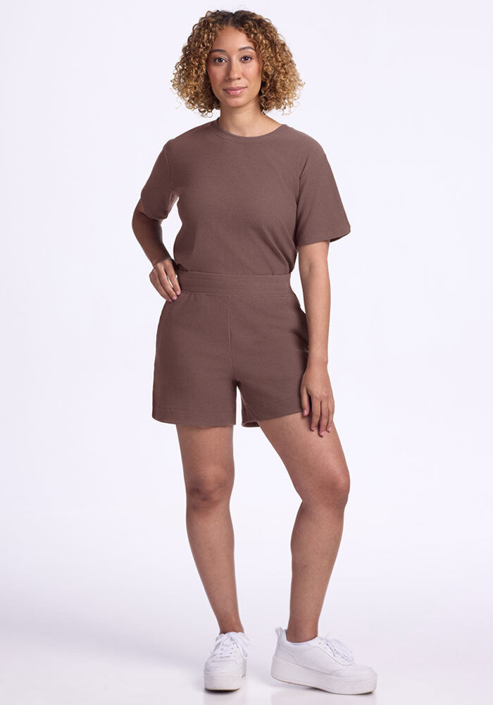 Maisey Ribbed Shorts - Peppercorn