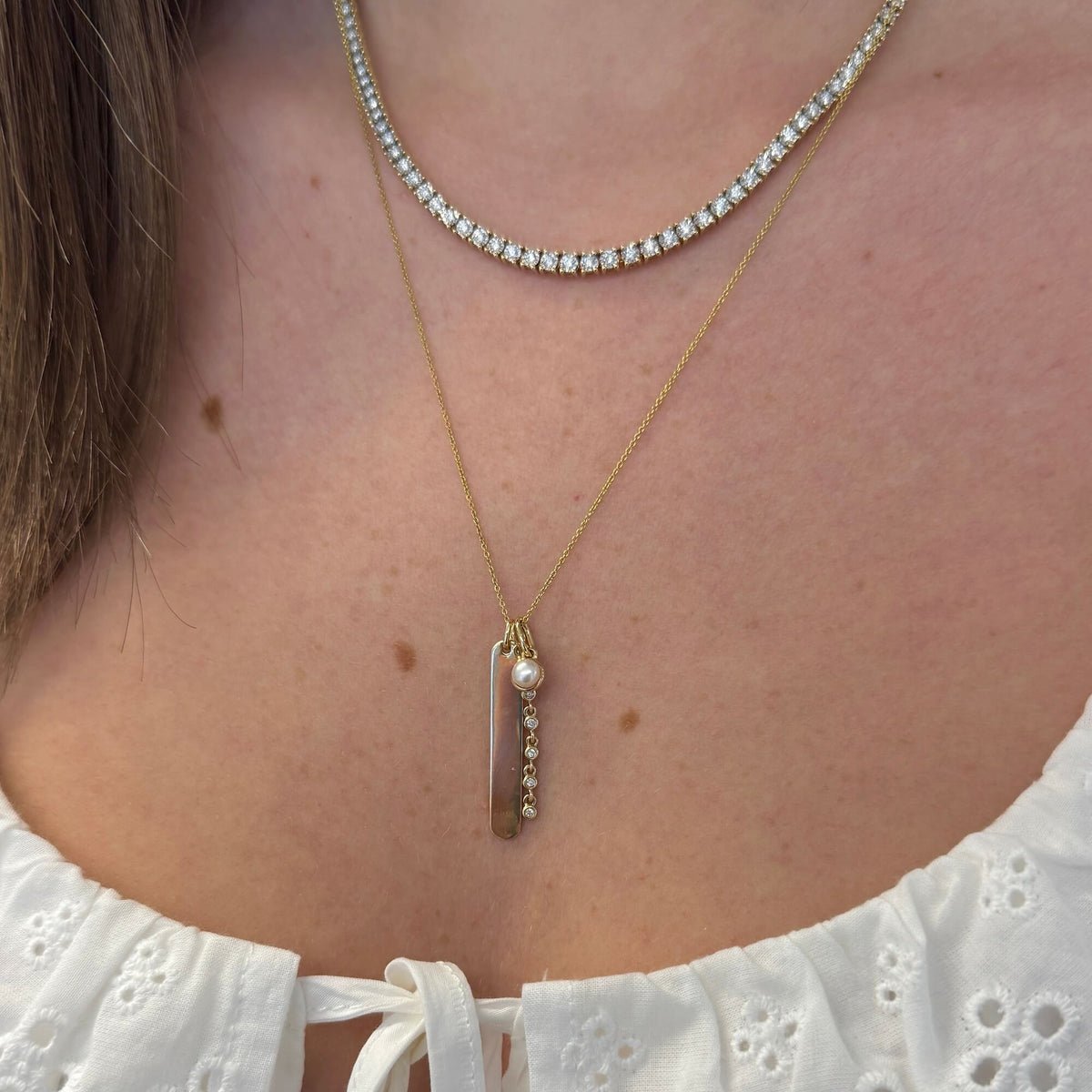 Lulu Jack Vertical Bar and Diamond Bezel Link Necklace