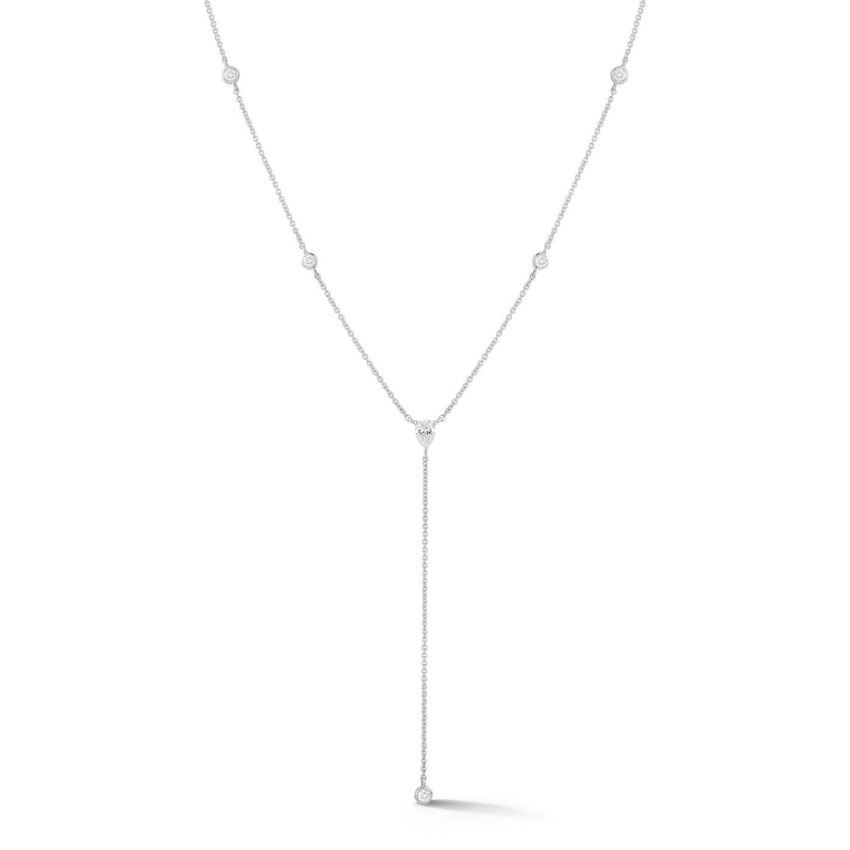 Taylor Elaine Bezel and Pear Diamond Lariat Necklace