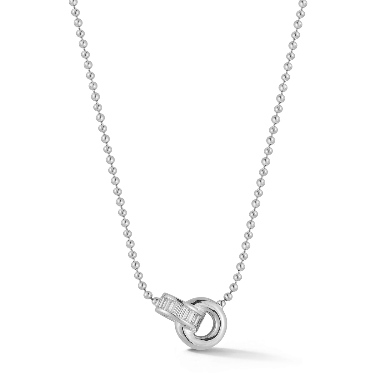 Sadie Pearl Channel Set Interlocking Ring Necklace