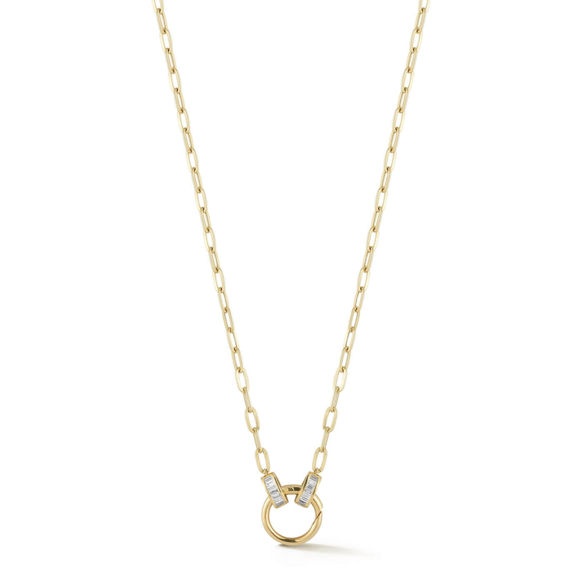 Sadie Pearl Baguette Paperclip Carabiner Necklace