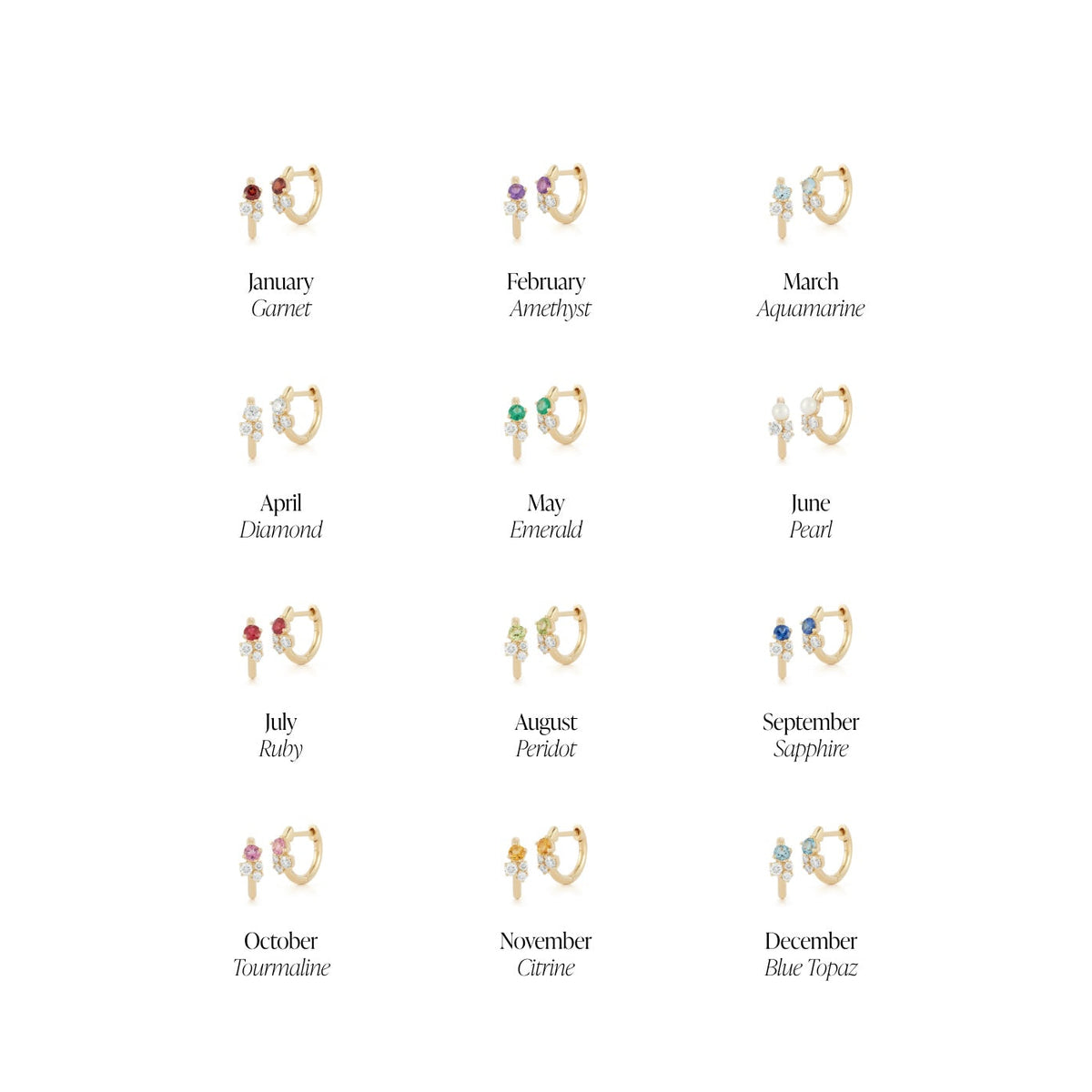 DRD Birthstone Huggies - January