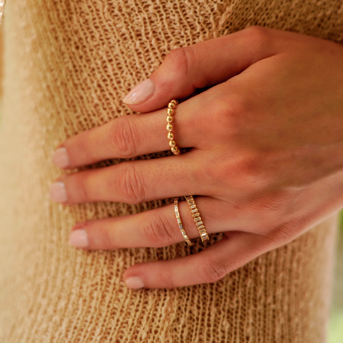 Sadie Pearl Baguette Eternity Ring