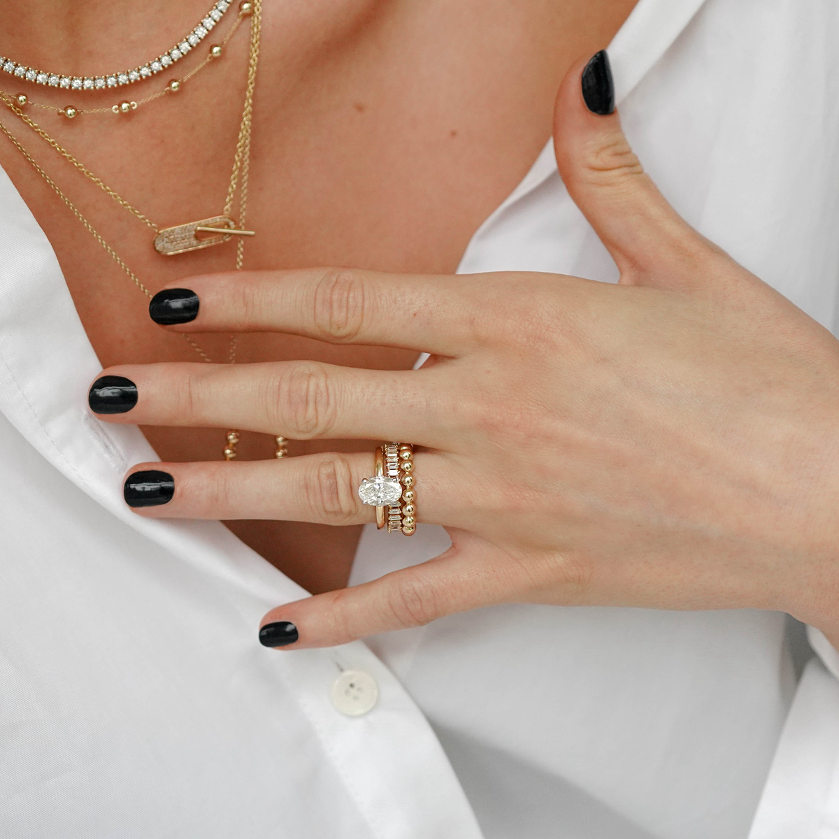 Sadie Pearl Vertical Baguette Eternity Ring