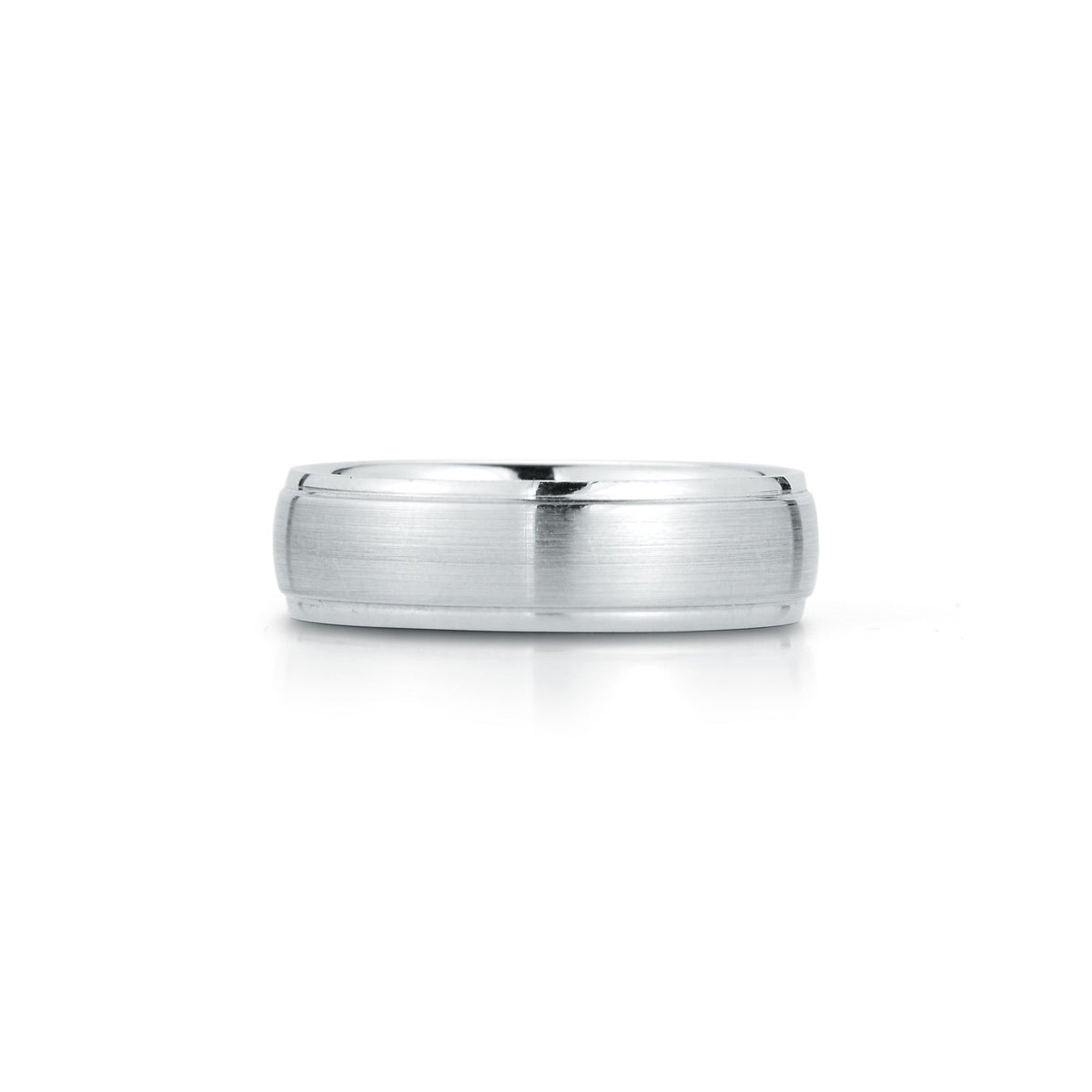 6mm Mens Half Round Brushed Middle Polished Edge Band