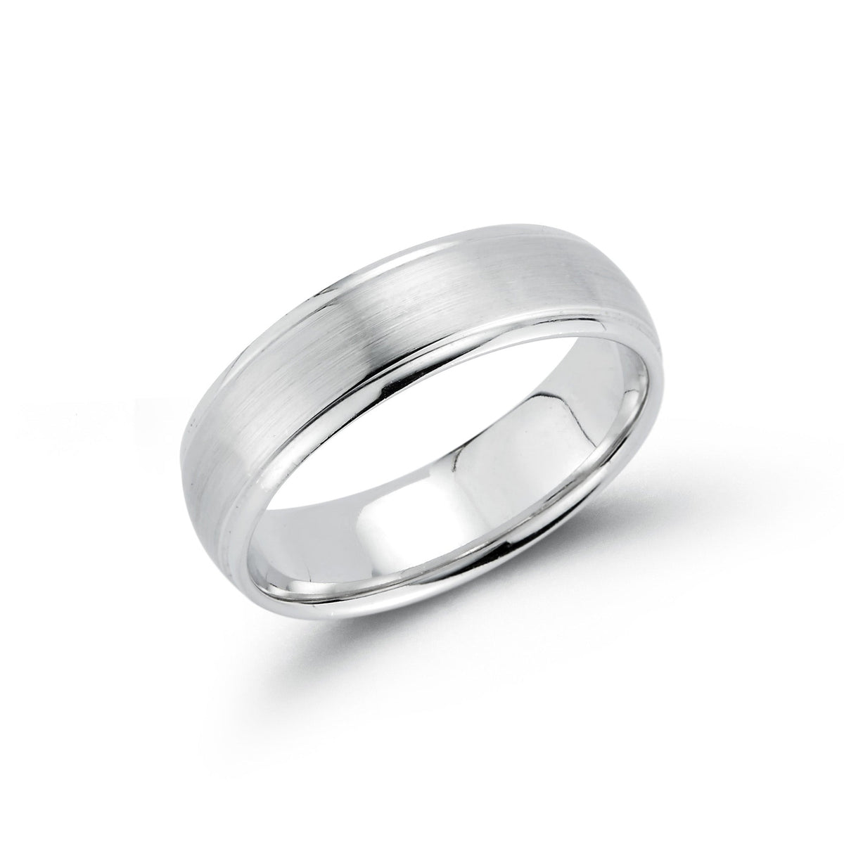 6mm Mens Half Round Brushed Middle Polished Edge Band