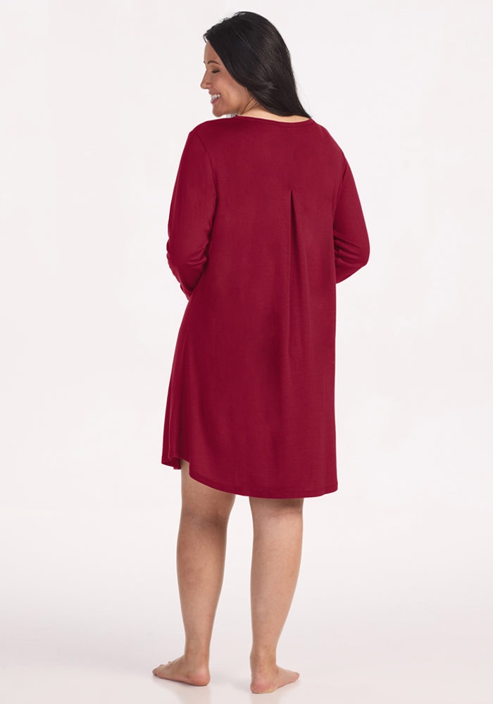 Lucille Long Sleeve Nightgown - Beet Red