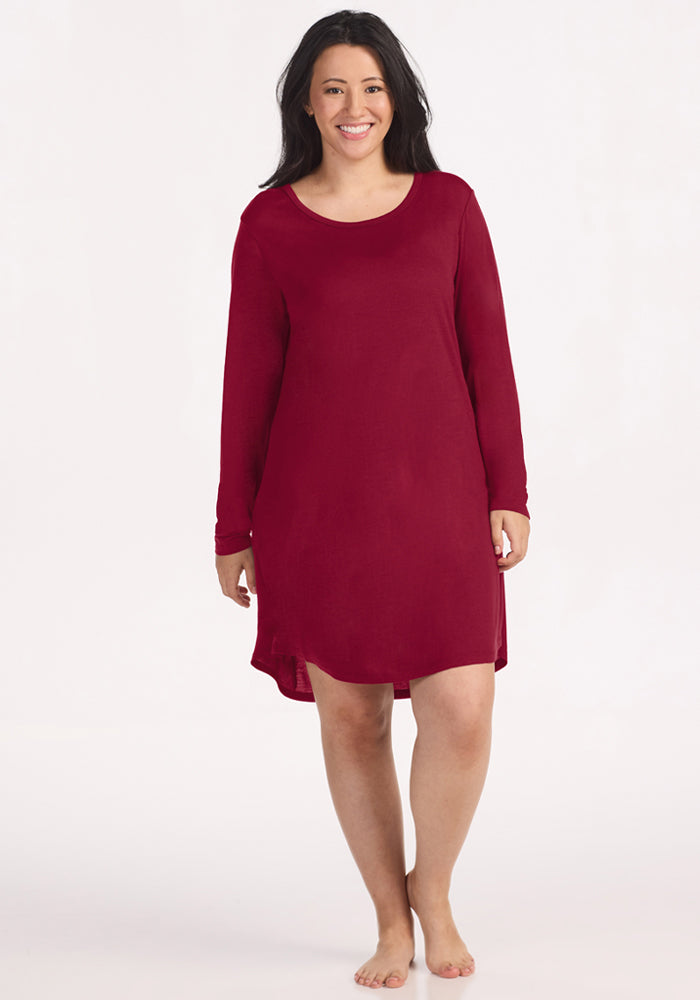 Lucille Long Sleeve Nightgown - Beet Red