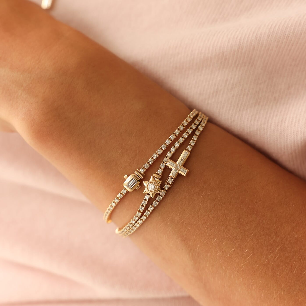 DRD Cross Lock Tennis Bracelet