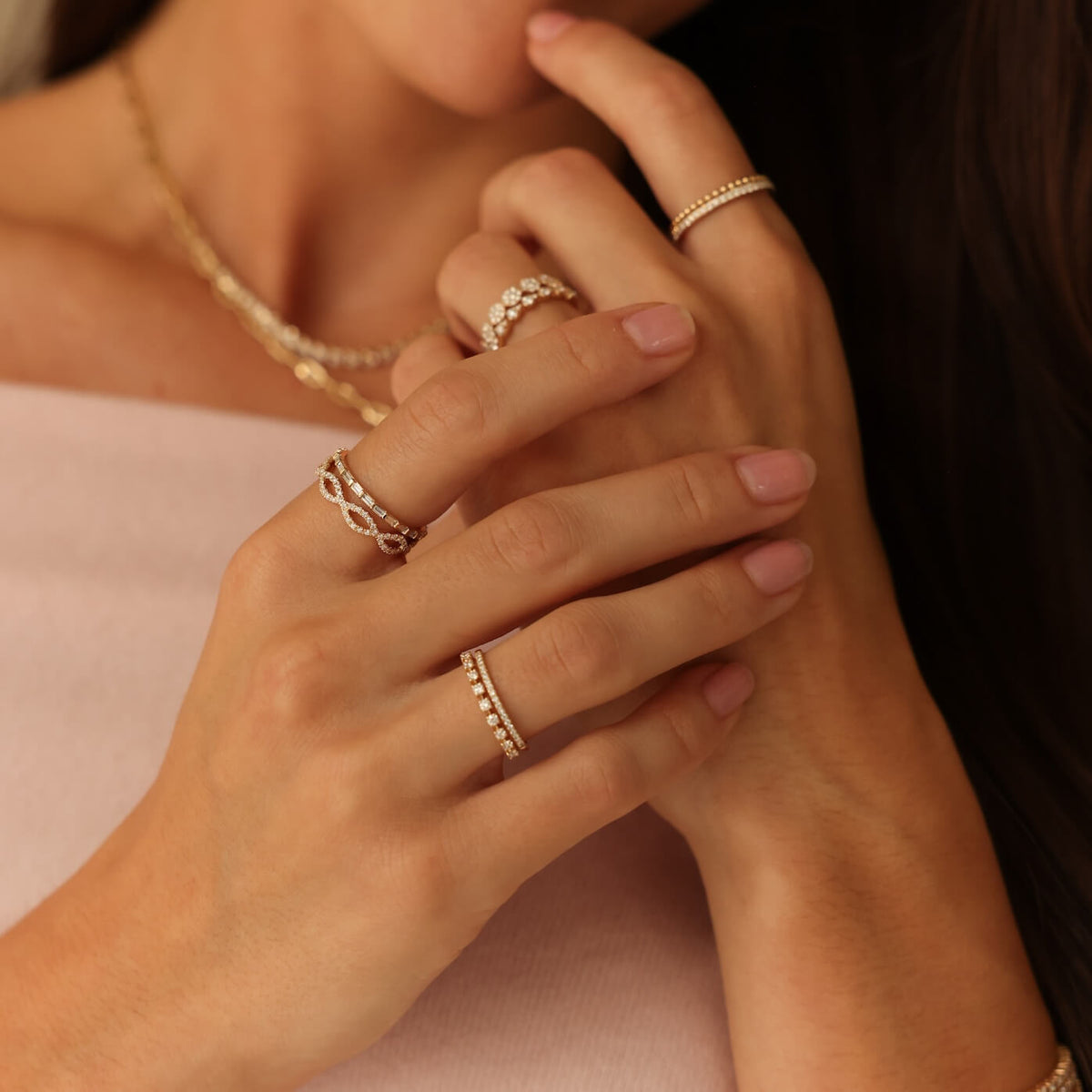 Sadie Pearl Baguette Eternity Ring