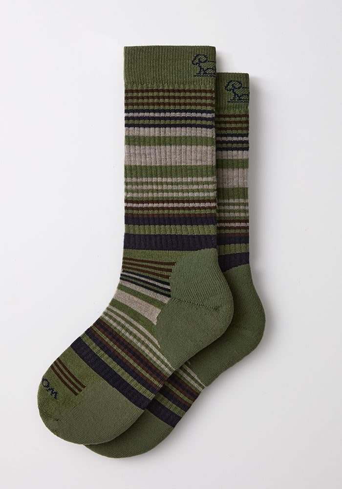 Mens Everyday Crew Socks - Winter Moss Stripe