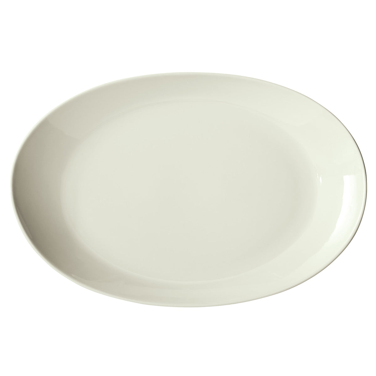 OKP-1275PL-AW - Brechia Porcelain Coupe Oval Platter, 12-3/4"L x 10-1/4"W x 1-1/2"H - American White (12 Pieces/Case)