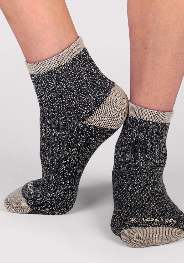 Womens Cozy Mini Crew Sock - Black