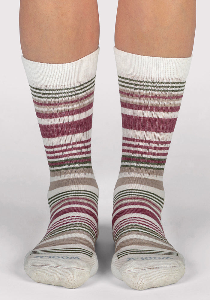 Womens Everyday Crew Socks - Buttercream Stripe