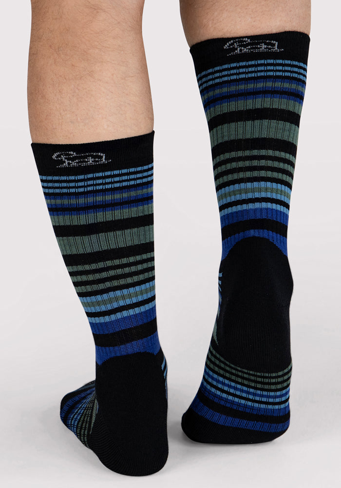 Mens Everyday Crew Socks - Black Stripe