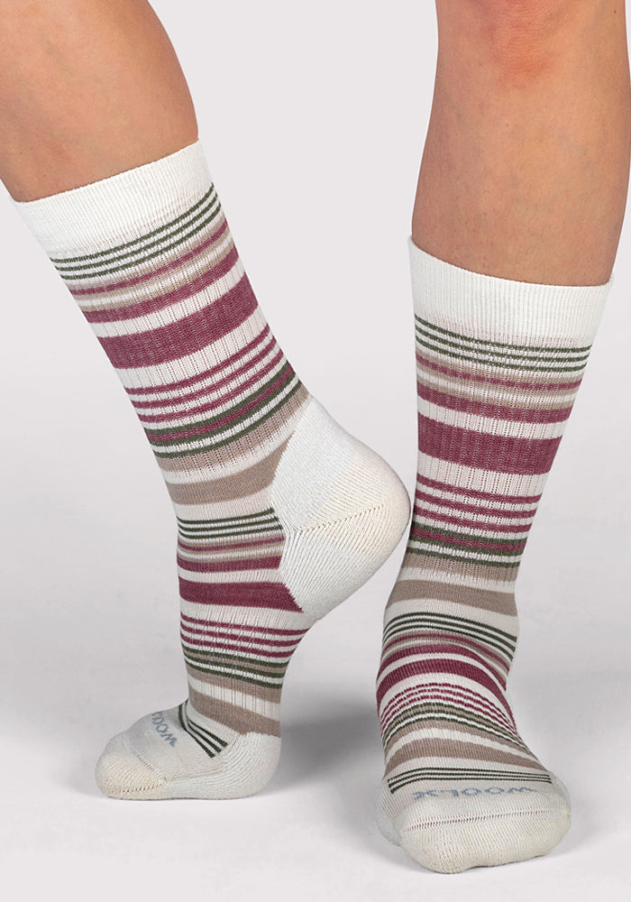 Womens Everyday Crew Socks - Buttercream Stripe