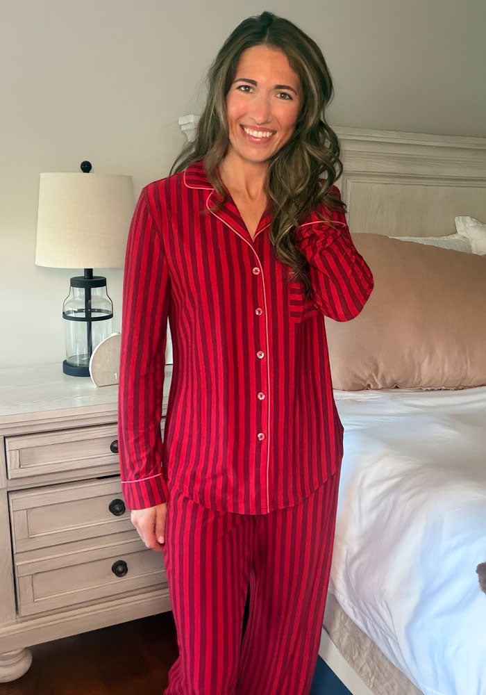Harper FeatherTouch® Pajama Set - Cherry Jam Stripe