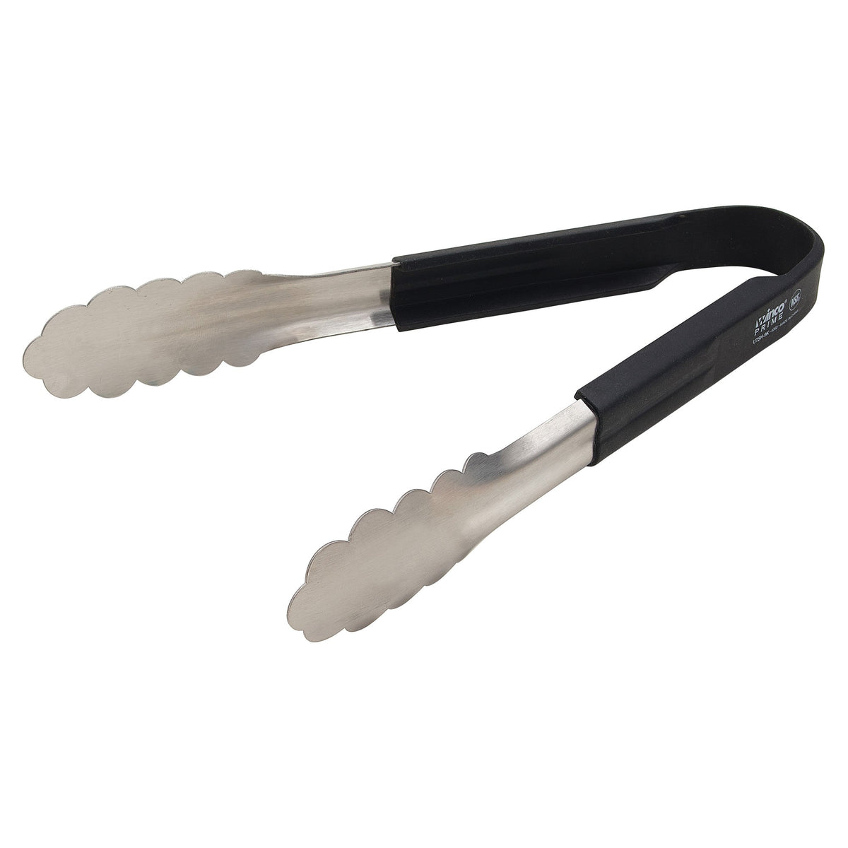 UTSH-9K - Winco Prime 9" Stainless Steel Utility Tongs with Black Silicone Handle