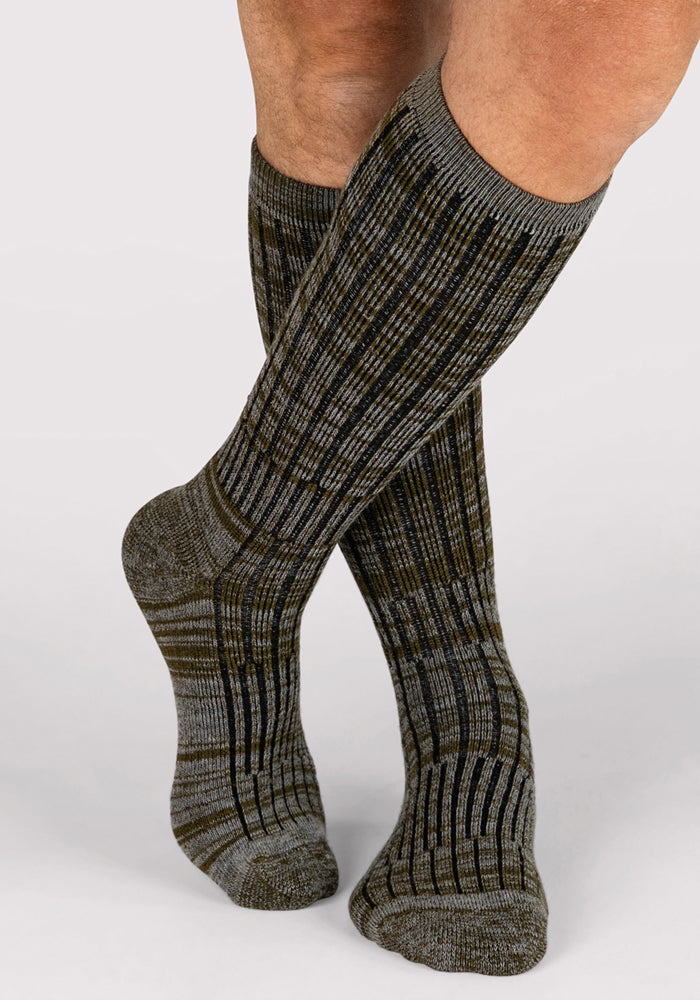 Mens Joey Mid Calf Socks - Dark Forest Marled