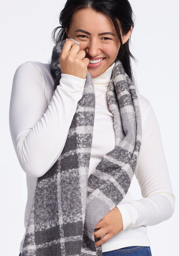 Bradie Scarf - Dark Grey Plaid
