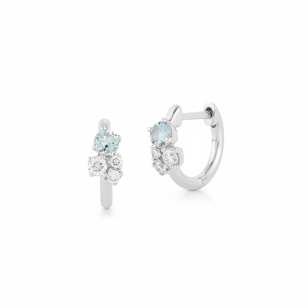DRD Birthstone Huggies - March