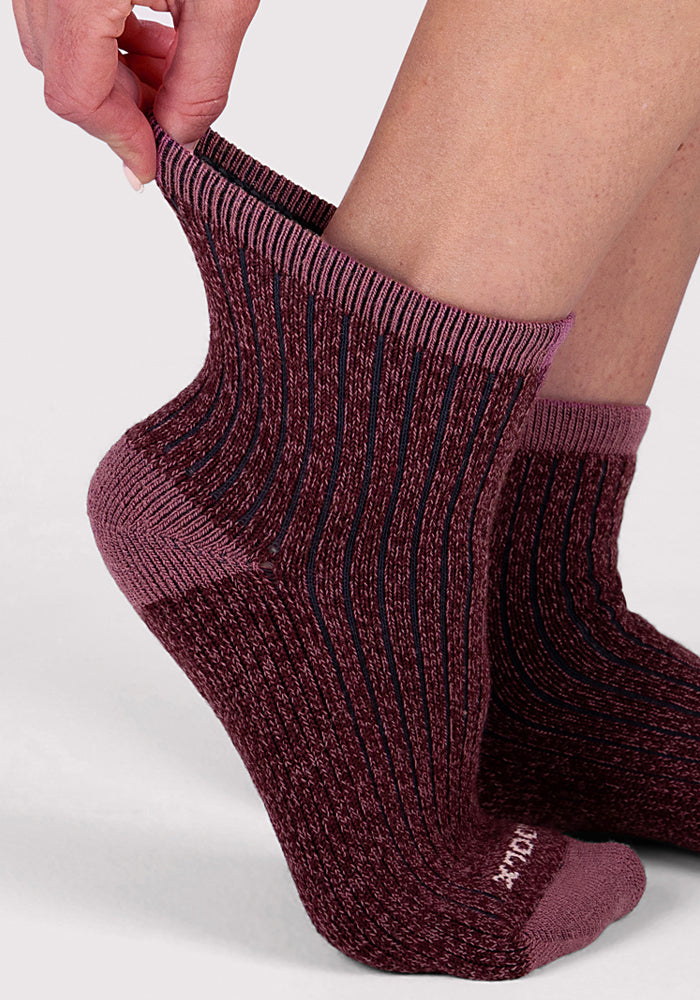 Womens Cozy Mini Crew Sock - Grape Harvest