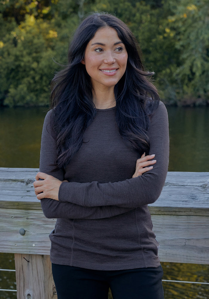 Hannah Long Sleeve Top - Cinder Melange